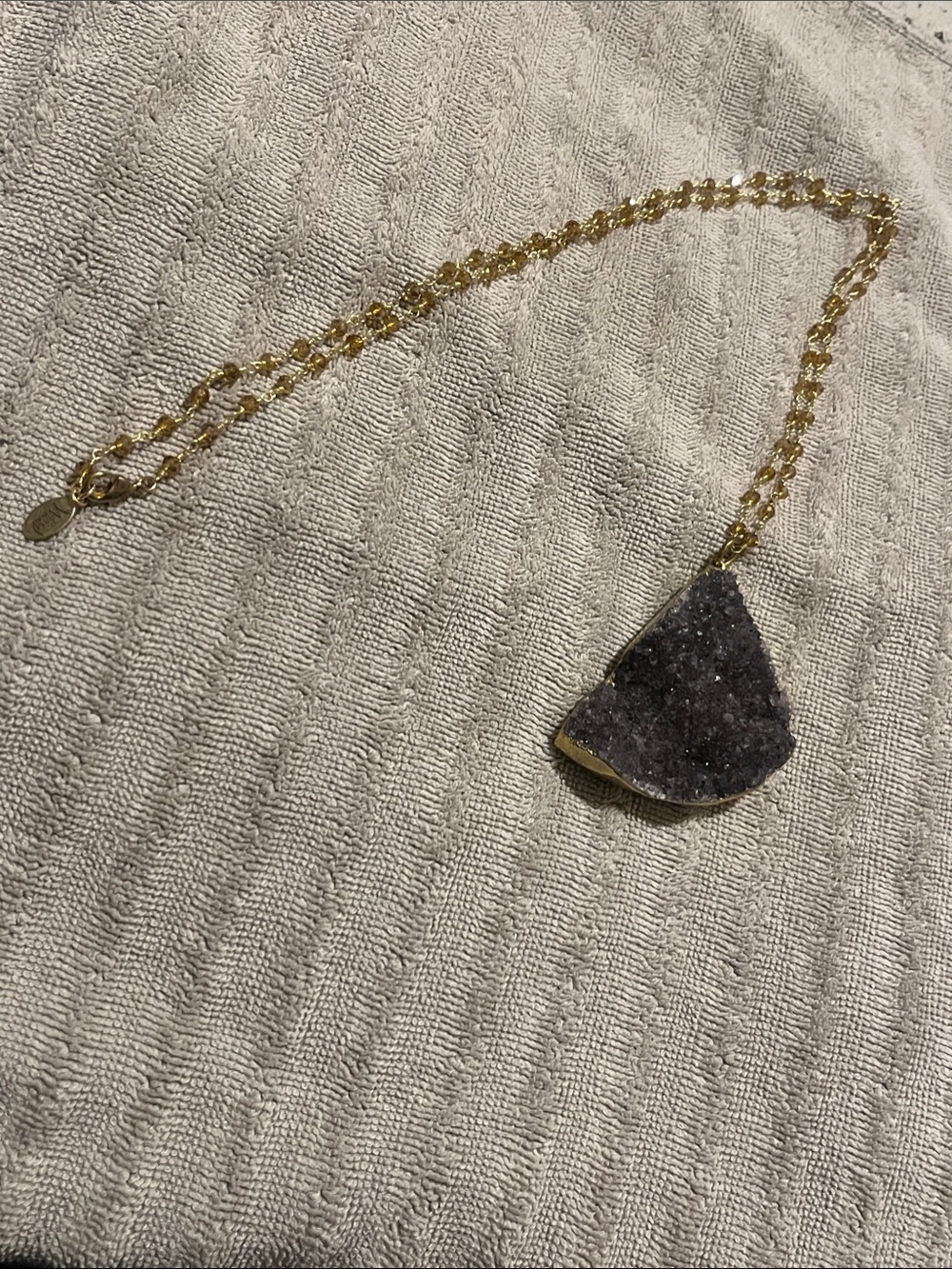 Celestial Amethyst Geode Statement Necklace Wired by ALP (The Volve Collective)